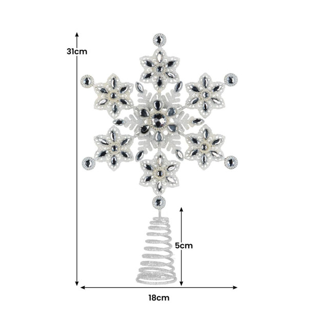 Christabelle Snowflake Christmas Tree Topper with Beaded Detailing Decoration Ornament Image 3