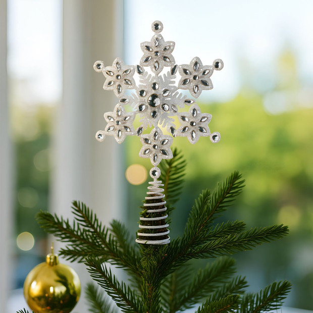 Christabelle Snowflake Christmas Tree Topper with Beaded Detailing Decoration Ornament Image 4