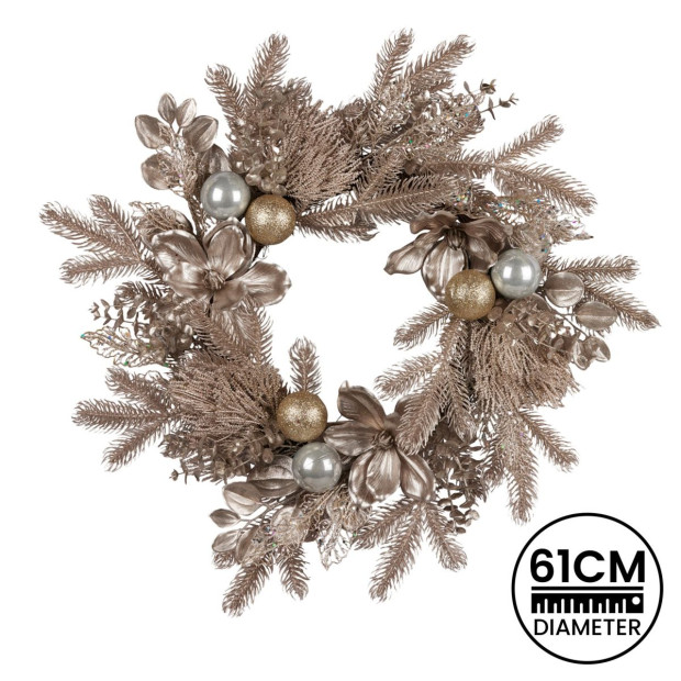 Champagne Glitter Christmas Wreath - 61cm Image 3