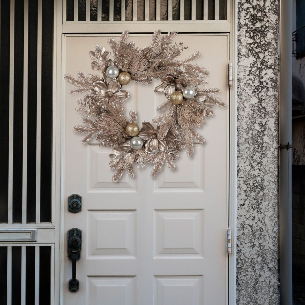 Champagne Glitter Christmas Wreath - 61cm Image 6
