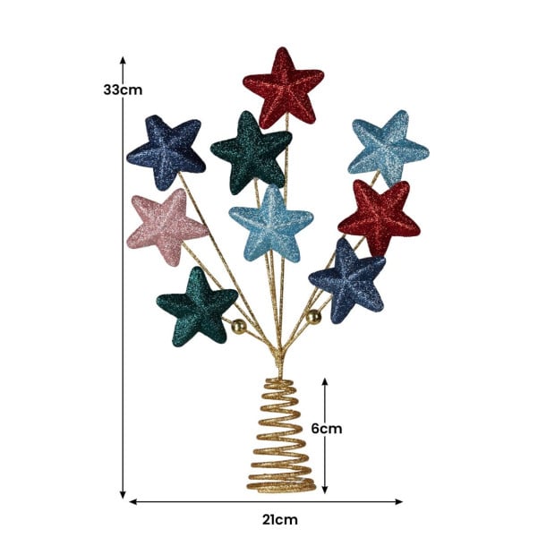Christabelle Colourful 9-Star Christmas Tree Topper with Glitter Finish Image 3