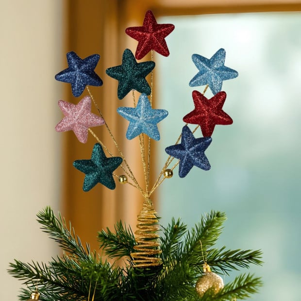 Christabelle Colourful 9-Star Christmas Tree Topper with Glitter Finish Image 4