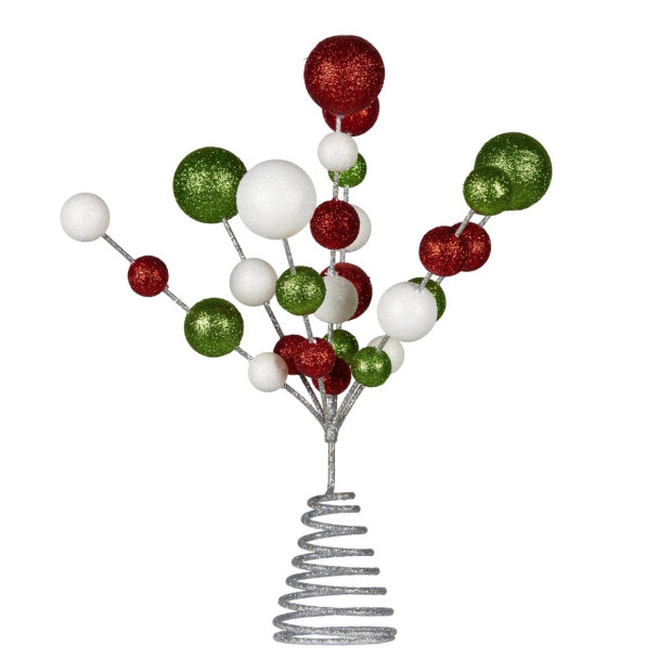 Christabelle Colourful Baubles Christmas Tree Topper with Festive Glitter Finish Decoration Ornament Image 2