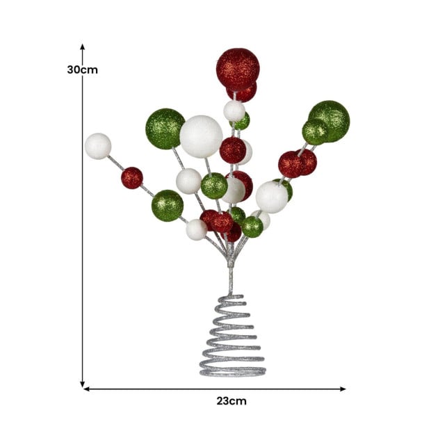 Christabelle Colourful Baubles Christmas Tree Topper with Festive Glitter Finish Decoration Ornament Image 3
