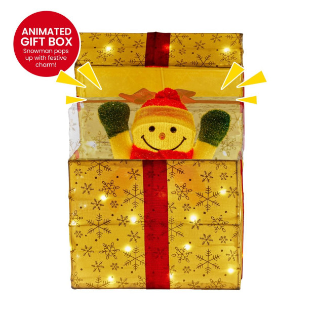 Christabelle Animated Snowman in a Gift Box LED Christmas Tree Decoration Ornament Lights Xmas Image 4