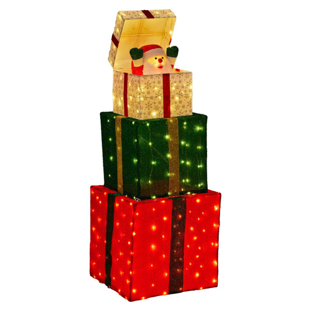 Christabelle 122cm Animated Present Stack Santa LED Lights Christmas Tree Decoration Ornament Xmas Decor Image 2