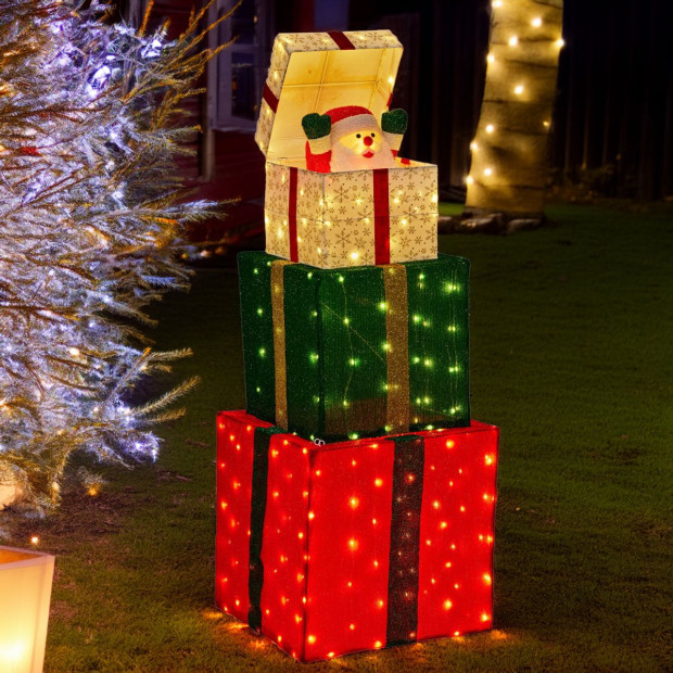 Christabelle 122cm Animated Present Stack Santa LED Lights Christmas Tree Decoration Ornament Xmas Decor Image 7