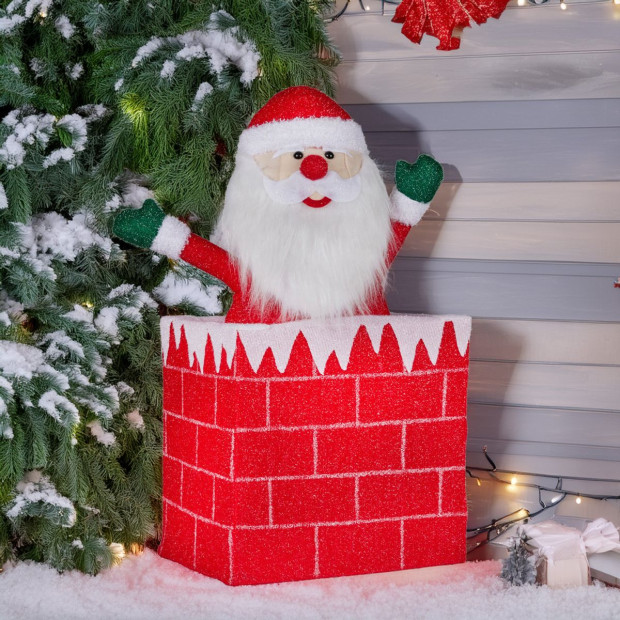Christabelle 76cm Santa in Chimney Christmas Tree Warm White LED Lights Animated Decoration Ornament Image 6