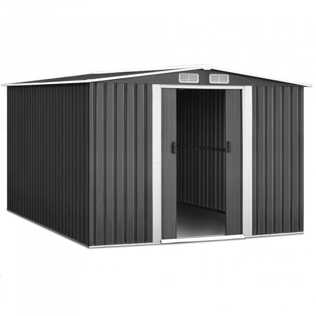 Giantz 2.57 x 3.12m Garden Shed with Roof - Grey Image 1