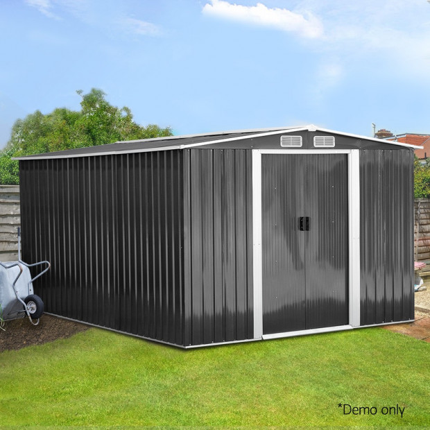 Giantz 2.57 x 3.12m Garden Shed with Roof - Grey Image 8