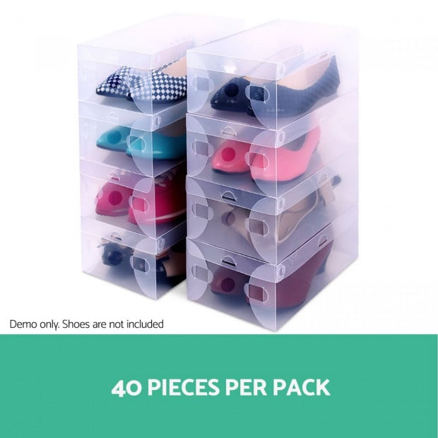 40pcs Clear Shoe Storage Box Transparent Foldable Organizer Home Image 4