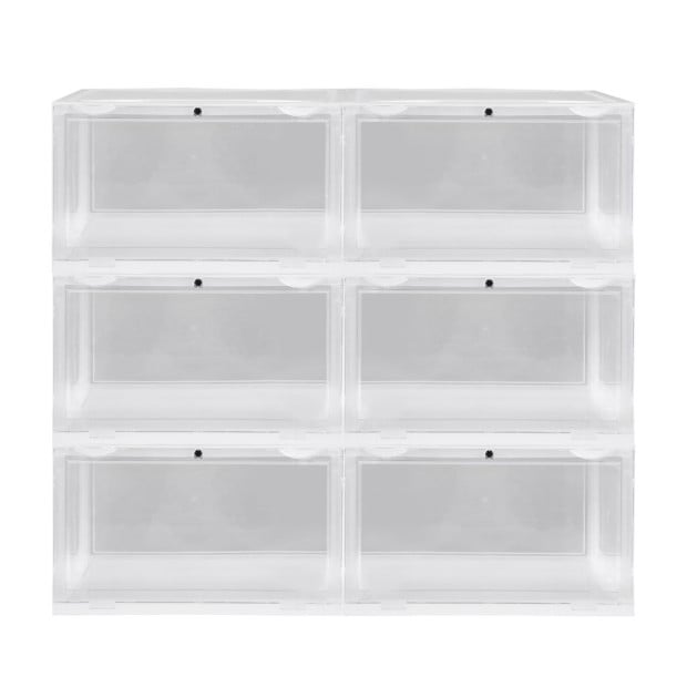 Display Case Shoe Box Storage Clear Plastic Drawer Stackable 6pc Image 2