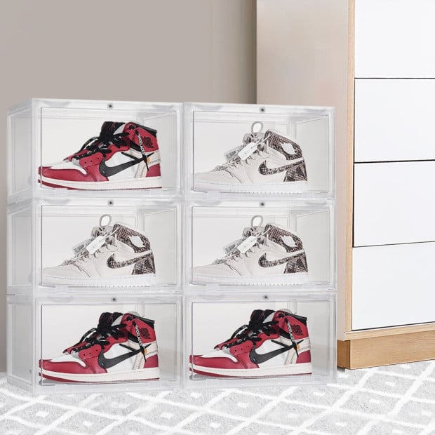Display Case Shoe Box Storage Clear Plastic Drawer Stackable 6pc Image 7
