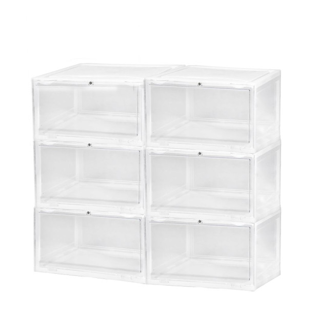 Display Case Shoe Box Storage Clear Plastic Drawer Stackable 6pc