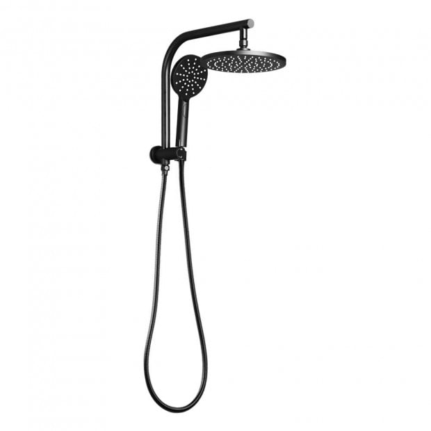 WELS 9 Rain Shower Head Set Round Handheld High Pressure Wall Black Image 3
