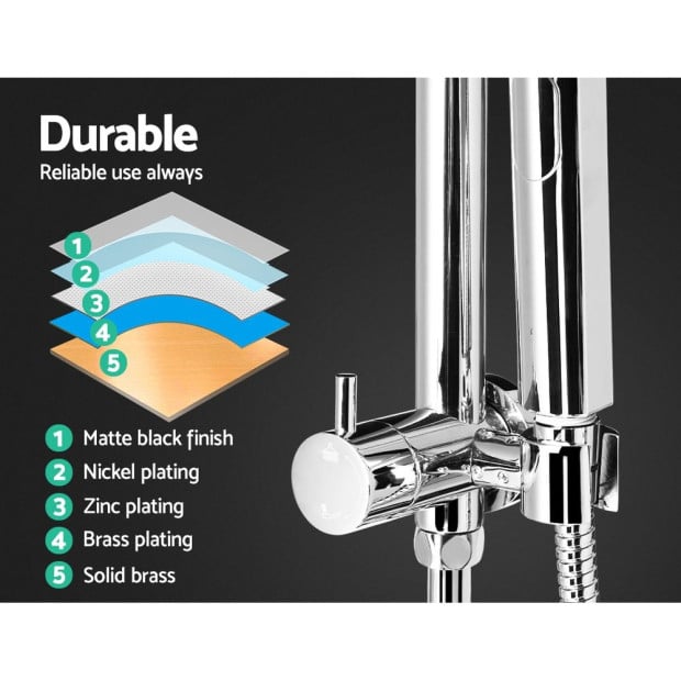 WELS 9 Rain Shower Head Set Round Handheld High Pressure Wall Chrome Image 4