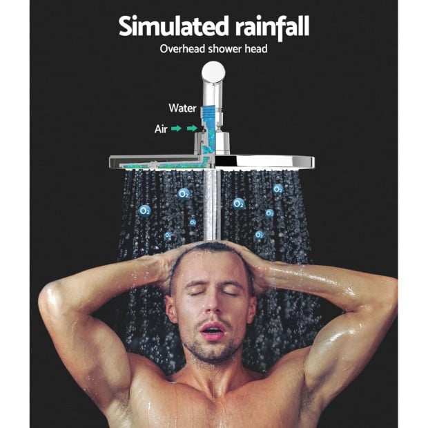 WELS 9 Rain Shower Head Set Round Handheld High Pressure Wall Chrome Image 5