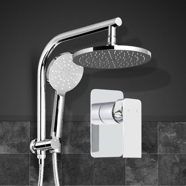 WELS 9 Rain Shower Head Mixer Round Handheld High Pressure Wall Chrome Image 7