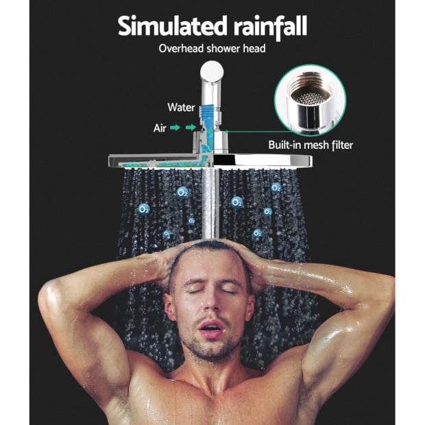 WELS 9 Rain Shower Head Taps Round Handheld High Pressure Wall Chrome Image 4