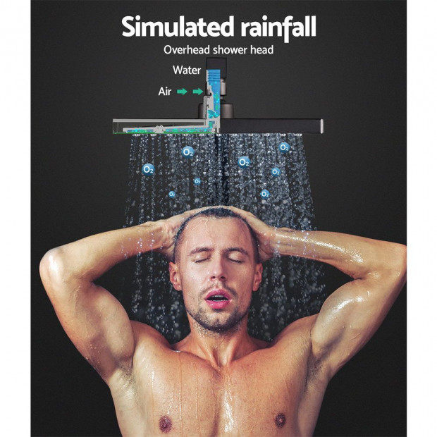 WELS 8 Rain Shower Head Set Square Handheld High Pressure Wall Black Image 3