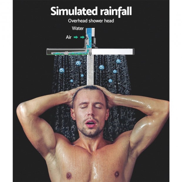 WELS 8 Rain Shower Head Set Square Handheld High Pressure Wall Chrome Image 3