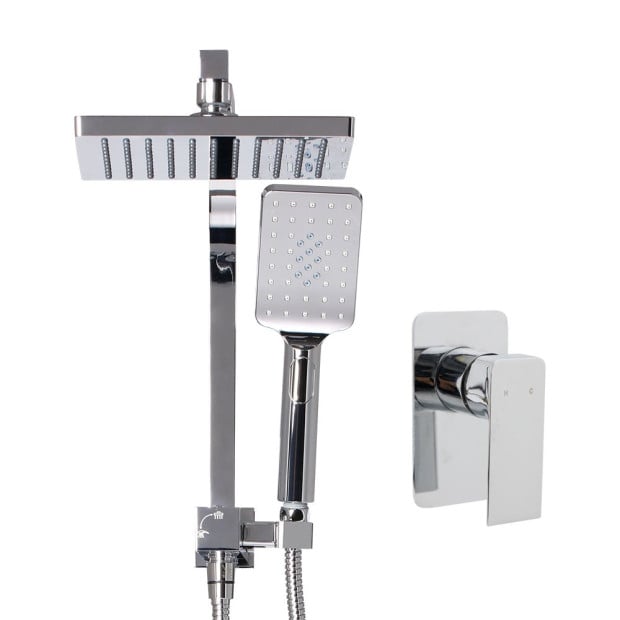 WELS 8 Rain Shower Head Mixer Square Handheld High Pressure Chrome Image 3