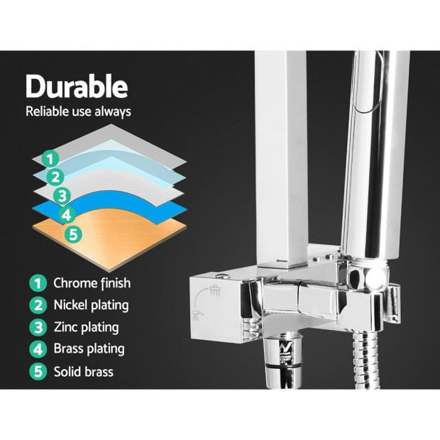 WELS 8 Rain Shower Head Mixer Square Handheld High Pressure Chrome Image 5