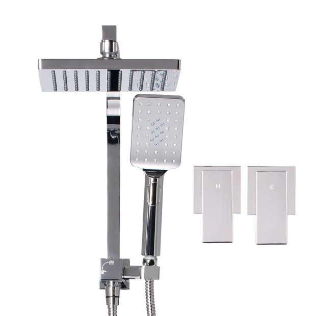 WELS 8 Rain Shower Head Taps Square Handheld Wall Chrome Image 3