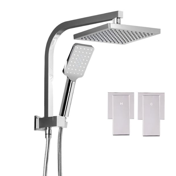 WELS 8 Rain Shower Head Taps Square Handheld Wall Chrome Image 4