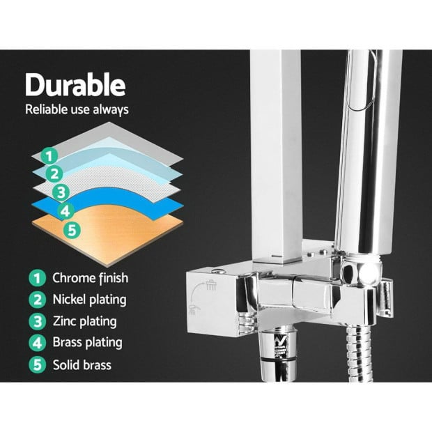 WELS 8 Rain Shower Head Taps Square Handheld Wall Chrome Image 5