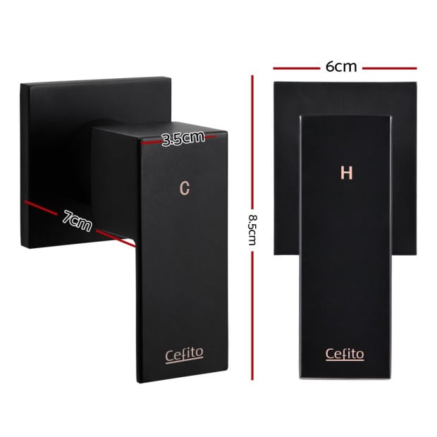 Bathroom Taps Faucet Rain Shower Head Set Hot Cold Diverter Black Image 2
