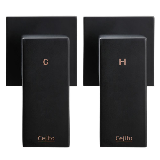 Bathroom Taps Faucet Rain Shower Head Set Hot Cold Diverter Black Image 3
