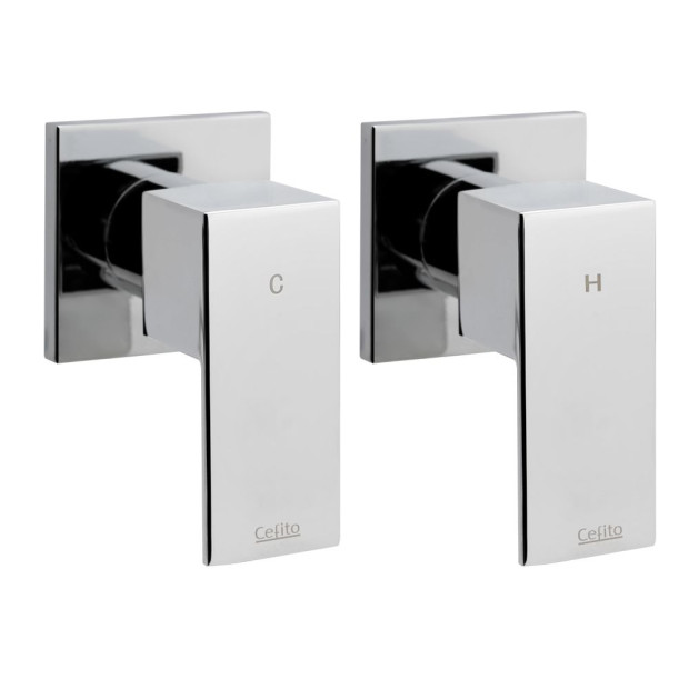 Bathroom Taps Faucet Rain Shower Head Set Hot Cold Diverter DIY Chrome