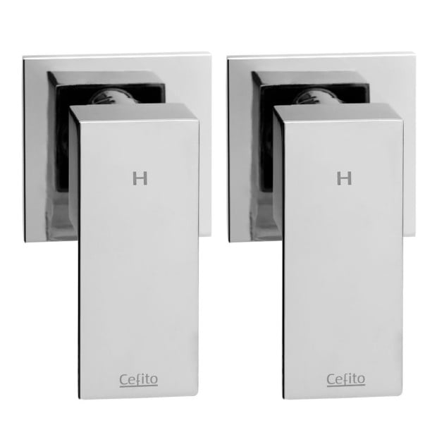 Bathroom Taps Faucet Rain Shower Head Set Hot Cold Diverter DIY Chrome Image 3