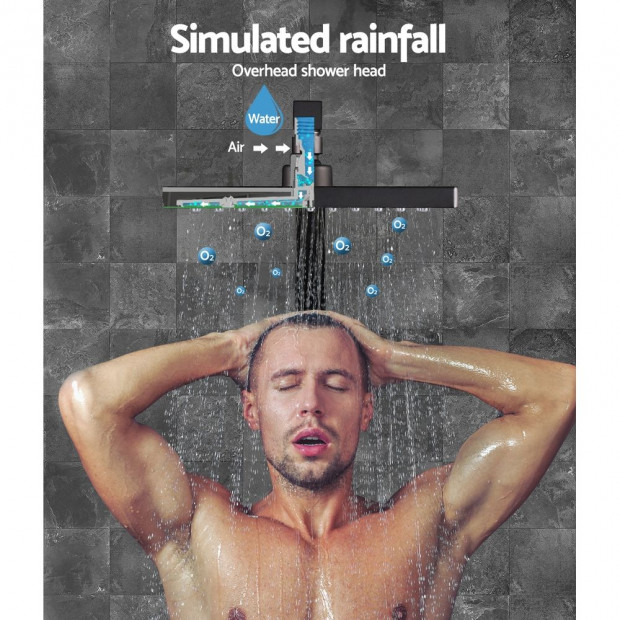 WElS 8 Rain Shower Head Mixer Square High Pressure Wall Arm DIY Black Image 4