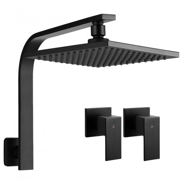 WElS 8 Rain Shower Head Taps Square High Pressure Wall Arm DIY Black