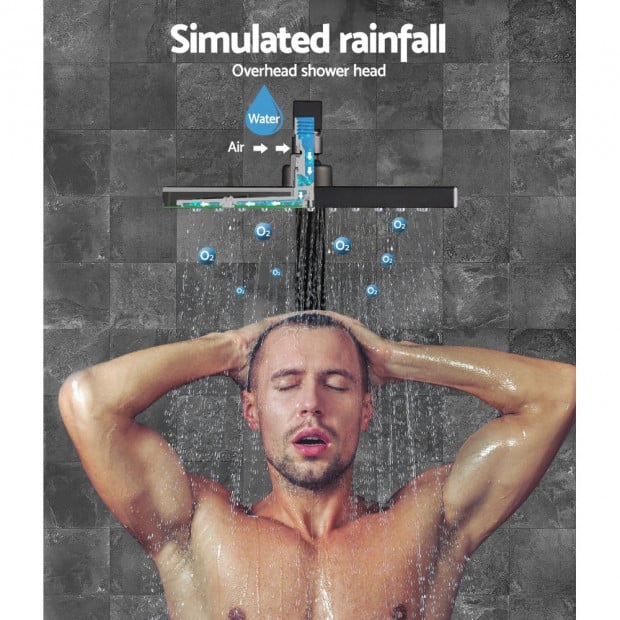 WElS 8 Rain Shower Head Taps Square High Pressure Wall Arm DIY Black Image 4