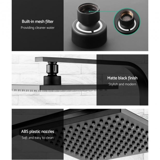 WElS 8 Rain Shower Head Taps Square High Pressure Wall Arm DIY Black Image 5