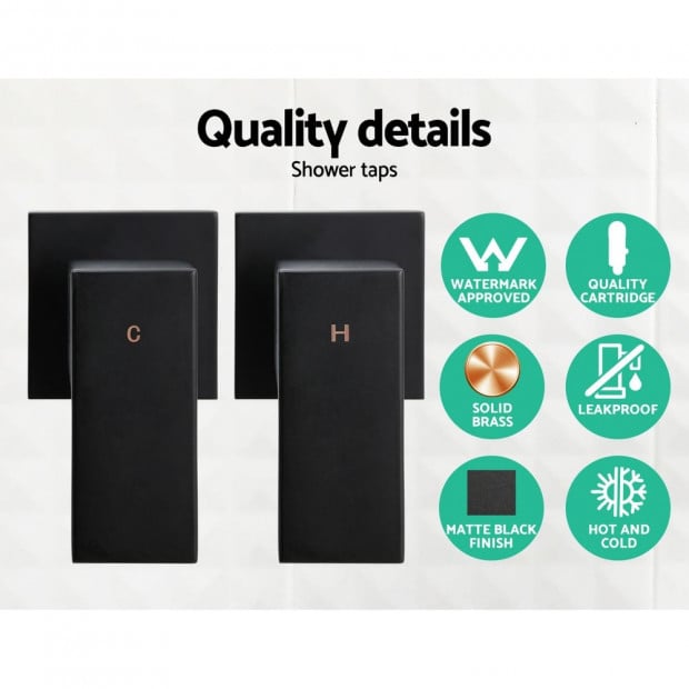 WElS 8 Rain Shower Head Taps Square High Pressure Wall Arm DIY Black Image 6
