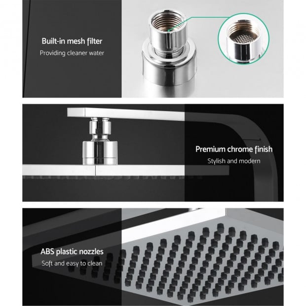 WElS 8 Rain Shower Head Set Square High Pressure Wall Arm DIY Chrome Image 5