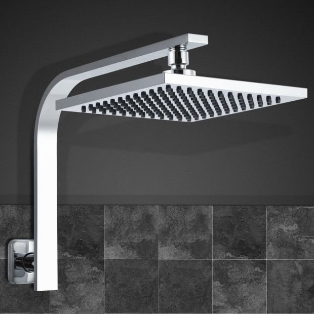 WElS 8 Rain Shower Head Set Square High Pressure Wall Arm DIY Chrome Image 7