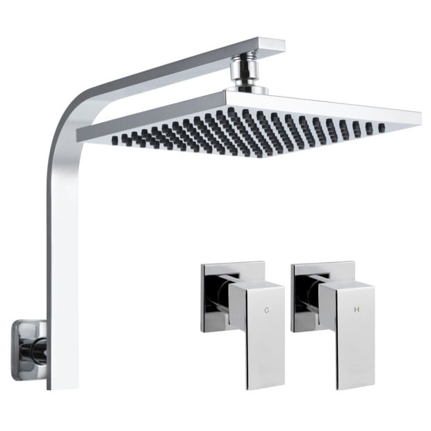 WElS 8 Rain Shower Head Taps Square High Pressure Wall Arm DIY Chrome