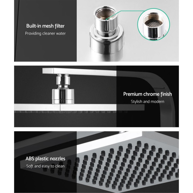 WElS 8 Rain Shower Head Taps Square High Pressure Wall Arm DIY Chrome Image 5