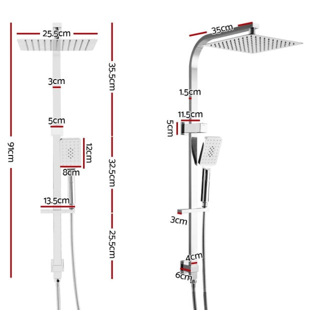 WELS 10 Rain Shower Head Set Round Handheld High Pressure Wall Chrome Image 2
