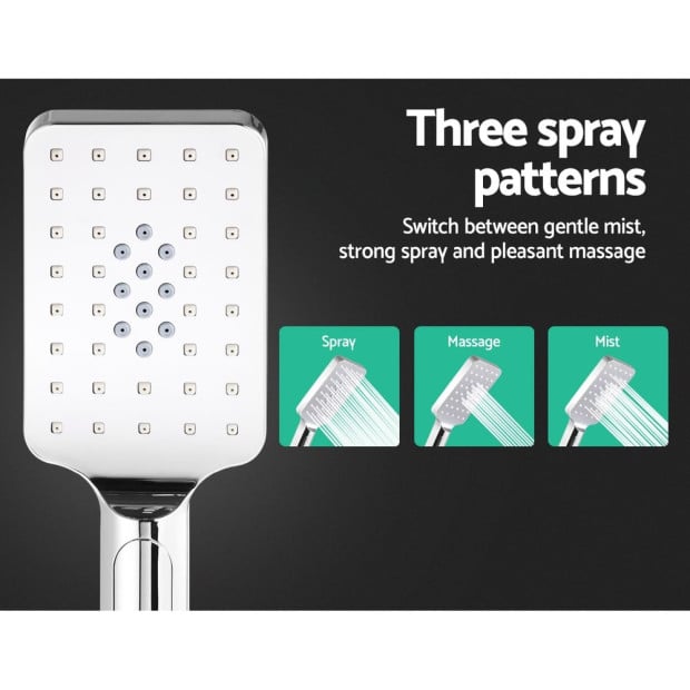 WELS 10 Rain Shower Head Set Round Handheld High Pressure Wall Chrome Image 6