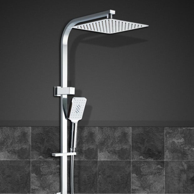 WELS 10 Rain Shower Head Set Round Handheld High Pressure Wall Chrome Image 7