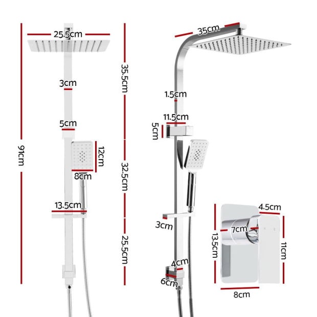 WELS 10 Rain Shower Head Mixer Round Handheld High Pressure Chrome Image 2