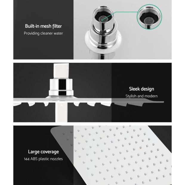 WELS 10 Rain Shower Head Mixer Round Handheld High Pressure Chrome Image 5