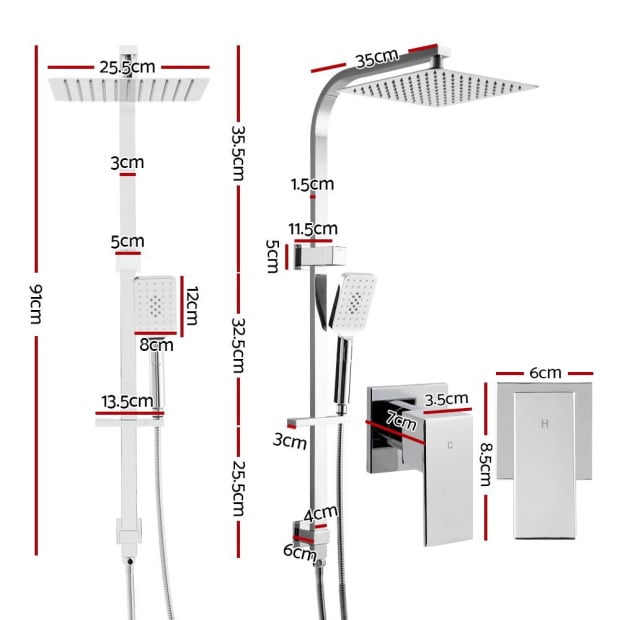 WELS 10 Rain Shower Head Taps Round Handheld High Pressure Wall Chrome Image 2