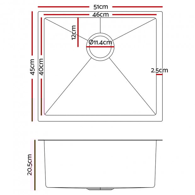 510 x 450mm Stainless Steel Sink Image 9